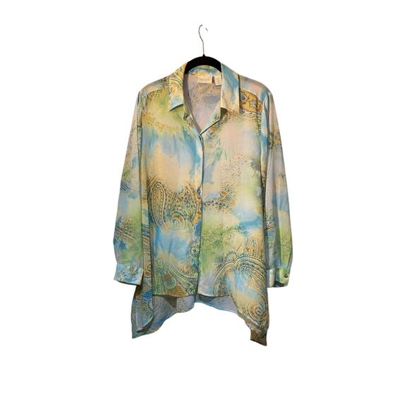 Chicos women’s multi colored paisley print, long sleeve blouse, size 1/medium - Picture 1 of 4